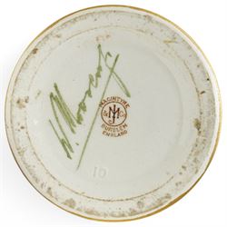 William Moorcroft for James Macintyre & Co, pair of small shouldered vases decorated with blossoming roses, burslem brown mark and Moorcroft signature to base, H15cm (2)