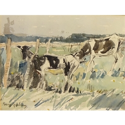  Goats near Icklesham Windmill 'Winchelsea', watercolour signed by George Graham (British 1881-1941) titled verso 17cm x 21cm  