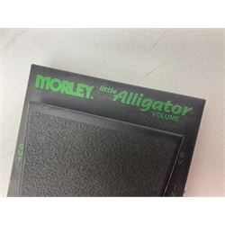 Three Morley guitar effects pedals, including The Little Alligator Volume serial no 195408 and Dual Bass Wah model PBA-2