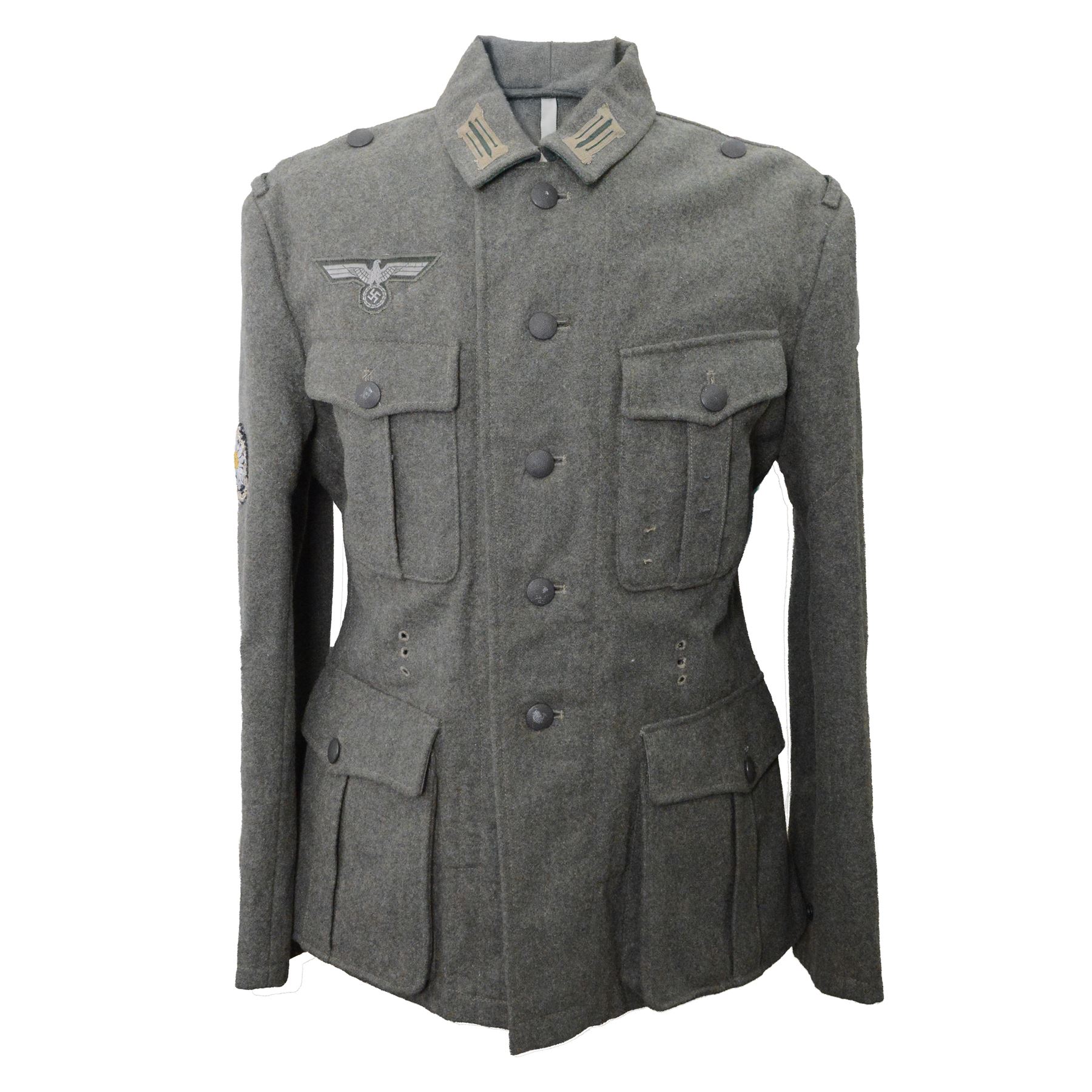WWII German Third Reich field tunic, with Edelweiss insignia to the sleeve, eagle with swastika and collar tabs 