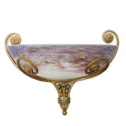 Muller Frères Lunéville - 1920's Art Deco wall light, the purple frosted glass bowl set in...