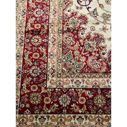  Keshan beige and red ground rug, central medallion, 300cm x 200cm  