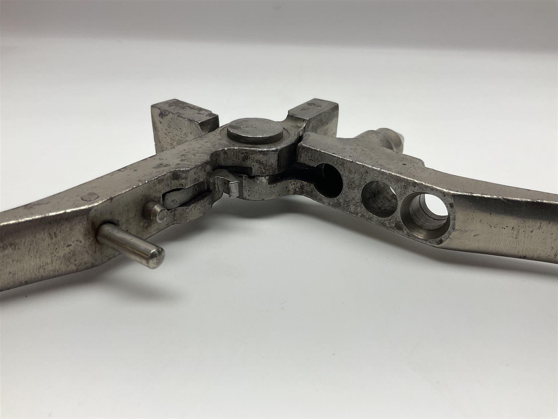 Smith & Wesson Russian .44 calibre Ideal nickel plated iron loading tool incorporating bullet mould L23cm