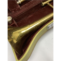 Skylark brass two-piece trombone, in fitted case with mouthpiece