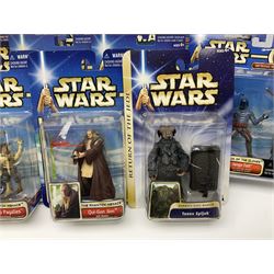 Star Wars - twenty-nine carded action figures comprising fourteen Attack of the Clones; six The Empire Strikes Back; four Return of the Jedi; and five others; all unopened blister packs (29)