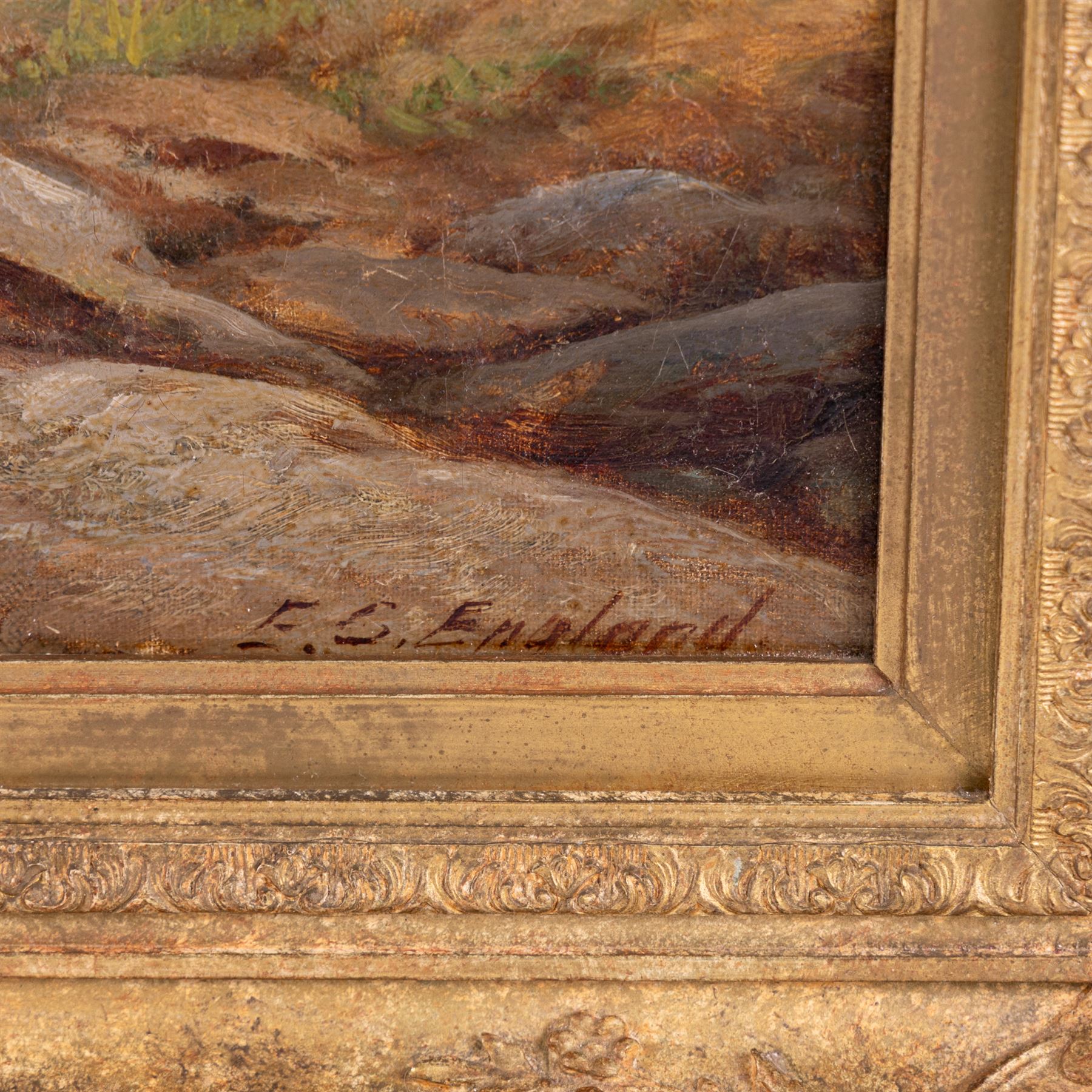 EC England (British 19th century) Two Dogs and a Hedgehog, oil on canvas signed 39cm x 60cm