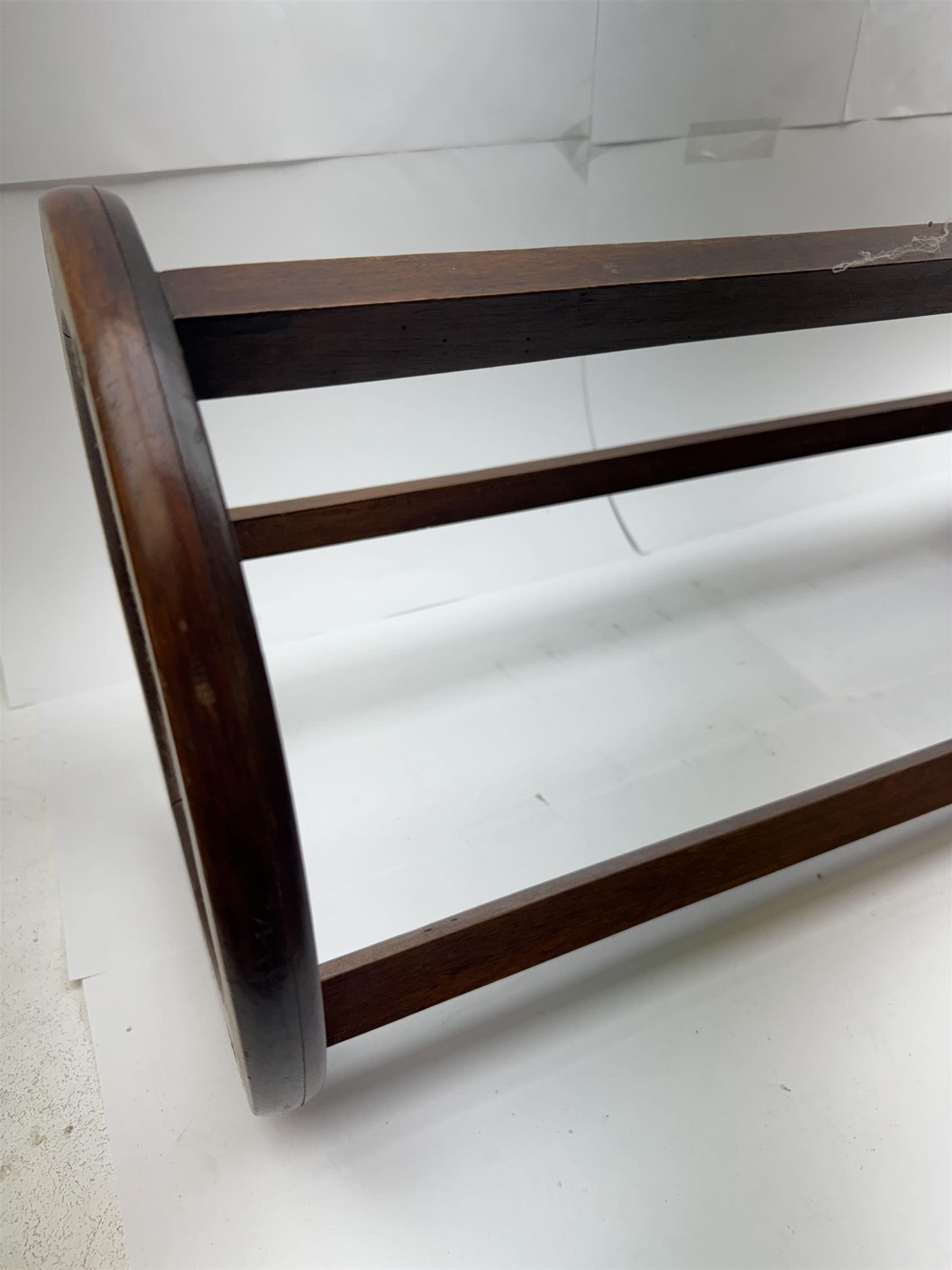 Wooden stick/umbrella stand of circular form with metal drip tray, H75cm