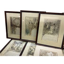 Frederik Vilhelm Scholander (Sweedish 1816-1881): 'The Pilgrimage of Truth', set of ten pen ink and monochrome wash original illustrated book plates signed and dated 1872, 36cm x 25cm (10 one lacking frame)