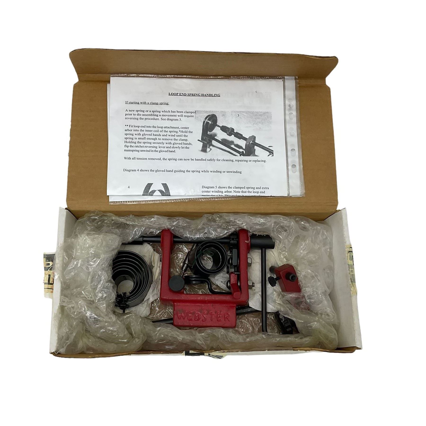 Meadows and Passmore clock mainspring winder complete with retaining