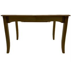 Windsor by Mark Devany oak rectangular extending dining table, with butterfly leaf, and four chairs with upholstered seats and backs