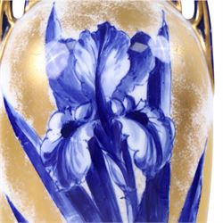 Pair of Royal Doulton iris pattern vases, makers mark beneath, H27cm