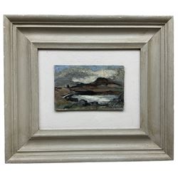 Nancy Graham (20th century): 'Loch-Na-Creag', oil on canvas board signed, titled verso with artist's address 'Corshill, Thornhill-by-Stirling' 10cm x 15.5cm
