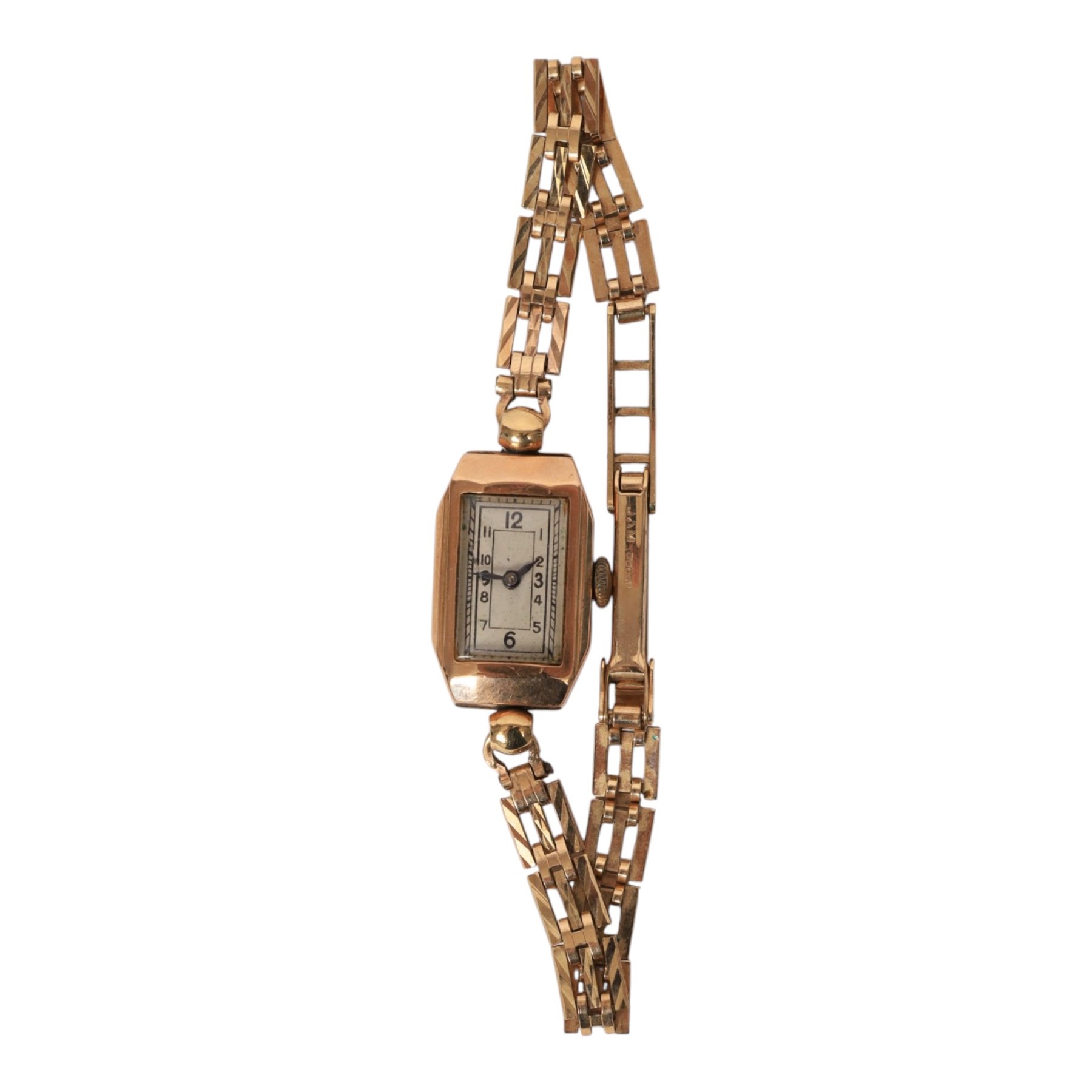 9ct gold cased ladies wristwatch on a 9ct gold bracelet strap, together with a gold plated Seiko wristwatch on a 9ct gold bracelet strap
