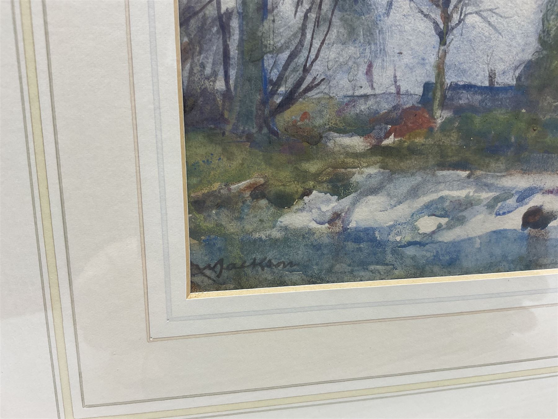 Frederick William Jackson (Staithes Group 1859-1918): Castle Ruin by the Riverside, watercolour signed 20cm x 24cm