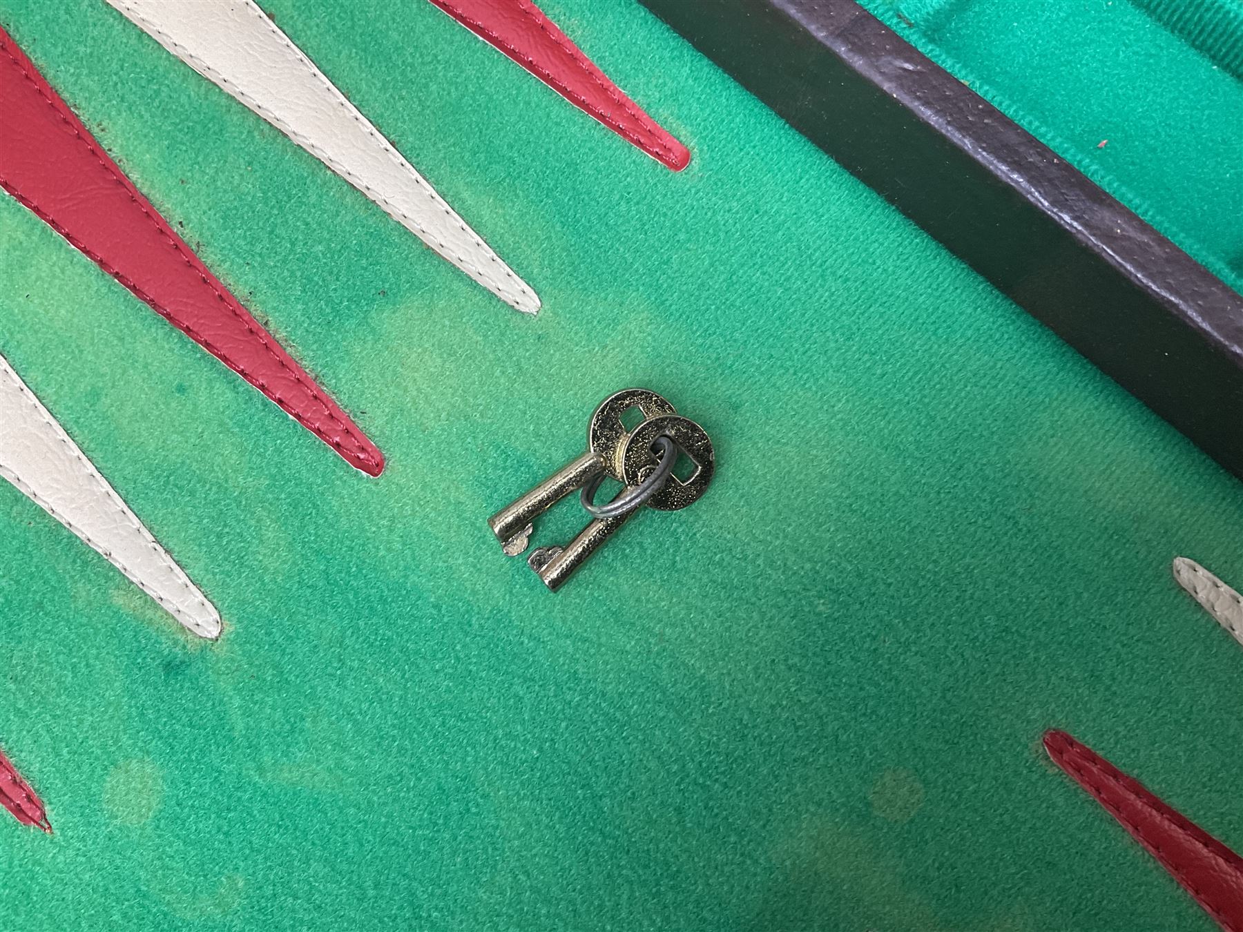 Bagatelle board and Harrods backgammon set in case