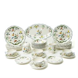 Gien France faience tea and dinner service in the 'Oiseaux de Paradis' pattern comprising ...