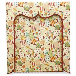 Late 20th century upholstered window pelmet with internal blind and side drapes, covered i...