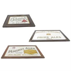 Three advertising mirrors, comprising Moors' & Robson's Prize Ales Hull, Magnet Ales, and Bass in Bottle (3)