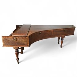 Early 19th century Grand Piano by John Broadwood & Son, London serial No 7695, 1820.
Early straight strung Regency Grand Piano, part re-furbished and re-strung, soundboard with some small cracks, bridges good, action and damping responsive but requirering adjustment in places, English grand action with a six octave keyboard, with 73 keys C1-C7, with Ivory naturals and ebony sharps, Lyre with sustain and una-chorda pedals, satinwood case with ebony inlay and crossbanding, adjustable open lattice music desk, raised on four turned legs with castors. In 1818 two years before this piano was manufactured, a similar piano of this design was presented to Beethoven by Thomas Broadwood.

 You can find and listen to examples of Alan Cuckston playing this particular Broadwood Grand in the links below:

Piano Sonata in F Sharp Minor Op.49 - 'Sonate Mélancolique' by Ignaz Moscheles
Piano Sonata in E Flat Major Op.1 No.1 by John Field


Given the intricate nature of these historic instruments, specialist support will be available if required, to assist successful buyers with safe removal and onward handling. Price upon application.


This item has been registered for sale under section 10 of the APHA Ivory Act Reference LD2EPXNB