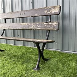 Cast iron and wood slatted garden bench - THIS LOT IS TO BE COLLECTED BY APPOINTMENT FROM DUGGLEBY STORAGE, GREAT HILL, EASTFIELD, SCARBOROUGH, YO11 3TX