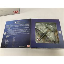 Nine 1:72 scale model aeroplanes comprising four ‘Sky Guardians’, F-16 Fighter Falcon, Sea Vixen FAW.2 899 Sqd XP924, Gloster Javelin FAW 9R 64 Sqd RAF XH766, and Sea Vixen F(AW) Mk2 XN694/305/BL No 892 Sqd RNAS Yeovilton; with three Hobby Master models, one Ixomodels model and one 72 Aviation model  (9)