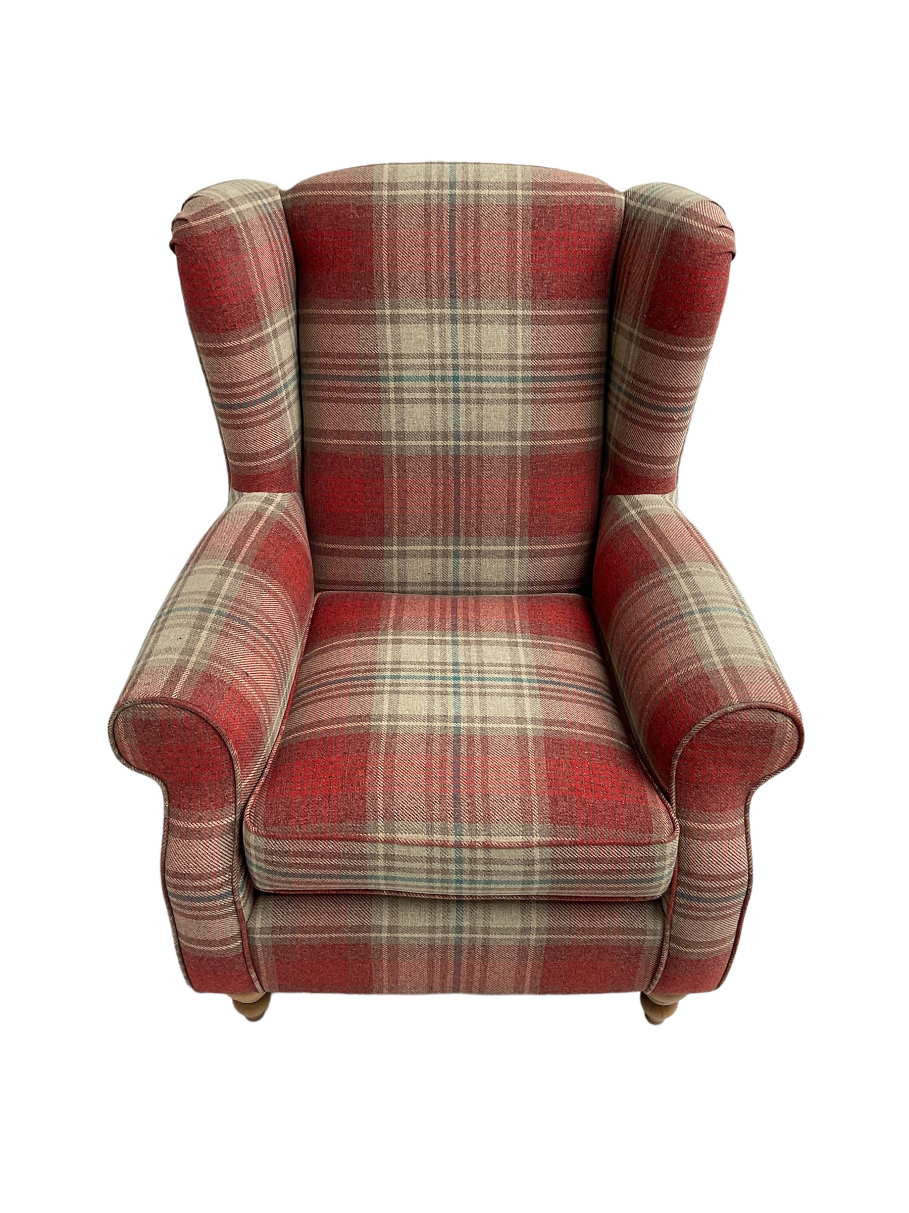 Next Home - wingback armchair, upholstered in checkered fabric 