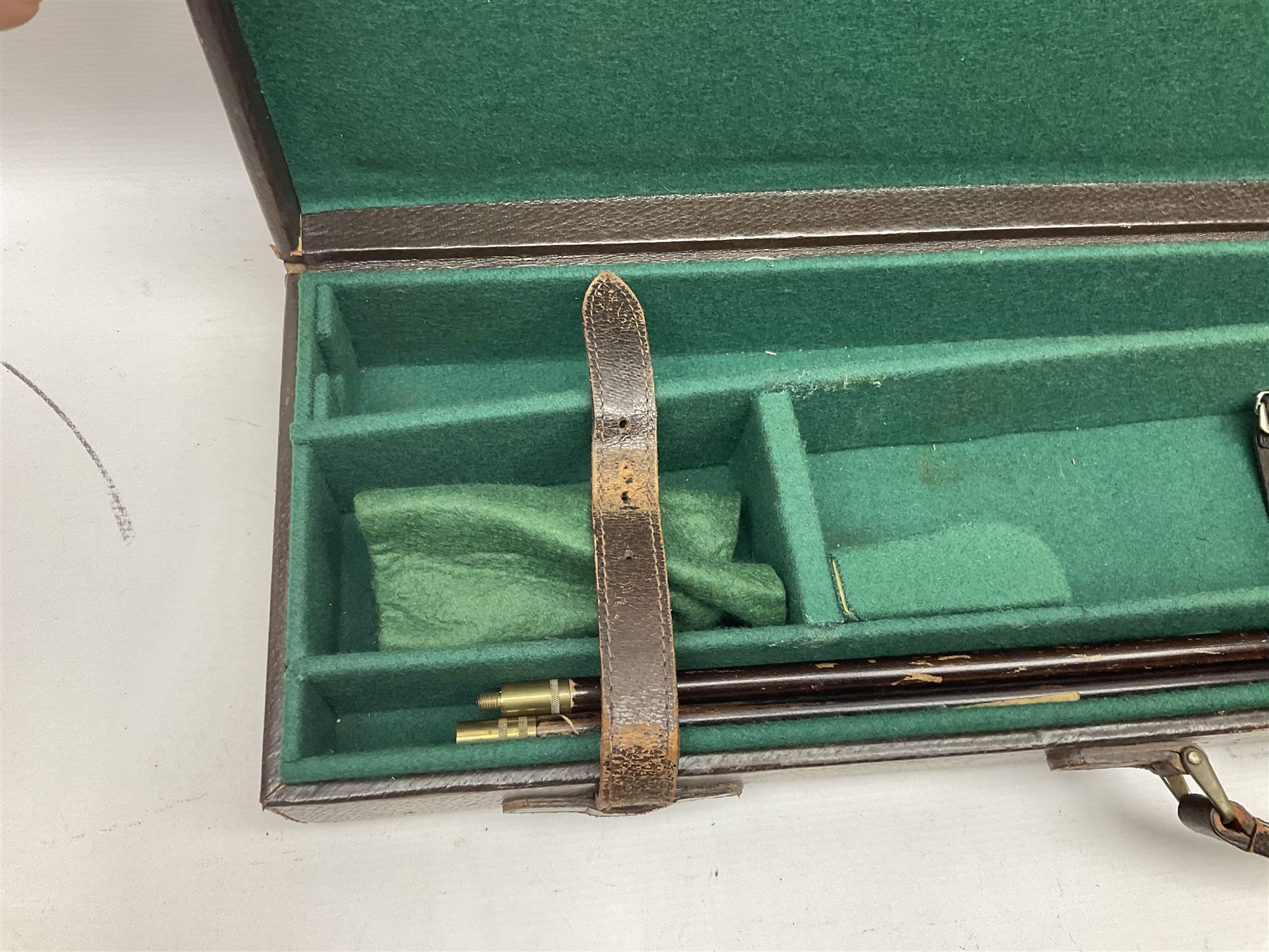 Leather fitted shotgun case L81cm, and a canvas fitted shotgun case with Hooton & Jones label, L83cm (2)