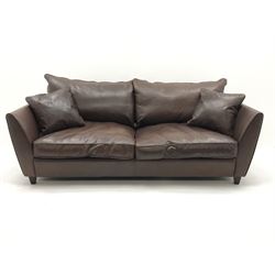 Collins & Hayes - grande two seat sofa upholstered in brown leather, W225cm, D98cm