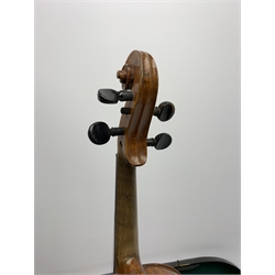 John Murdoch & Co. 'The Maidstone' three-quarter size violin with 33.5cm two-piece maple back and ribs and spruce top, bears label, 55cm overall, in original ebonised wooden 'coffin' case with two bows 