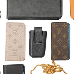 Louis Vuitton, Prada, Mulberry, Saint Laurent and others - collection of designer leather phone cases and pouches, in various colours and designs, together with a Mulberry leather iPad case (12)