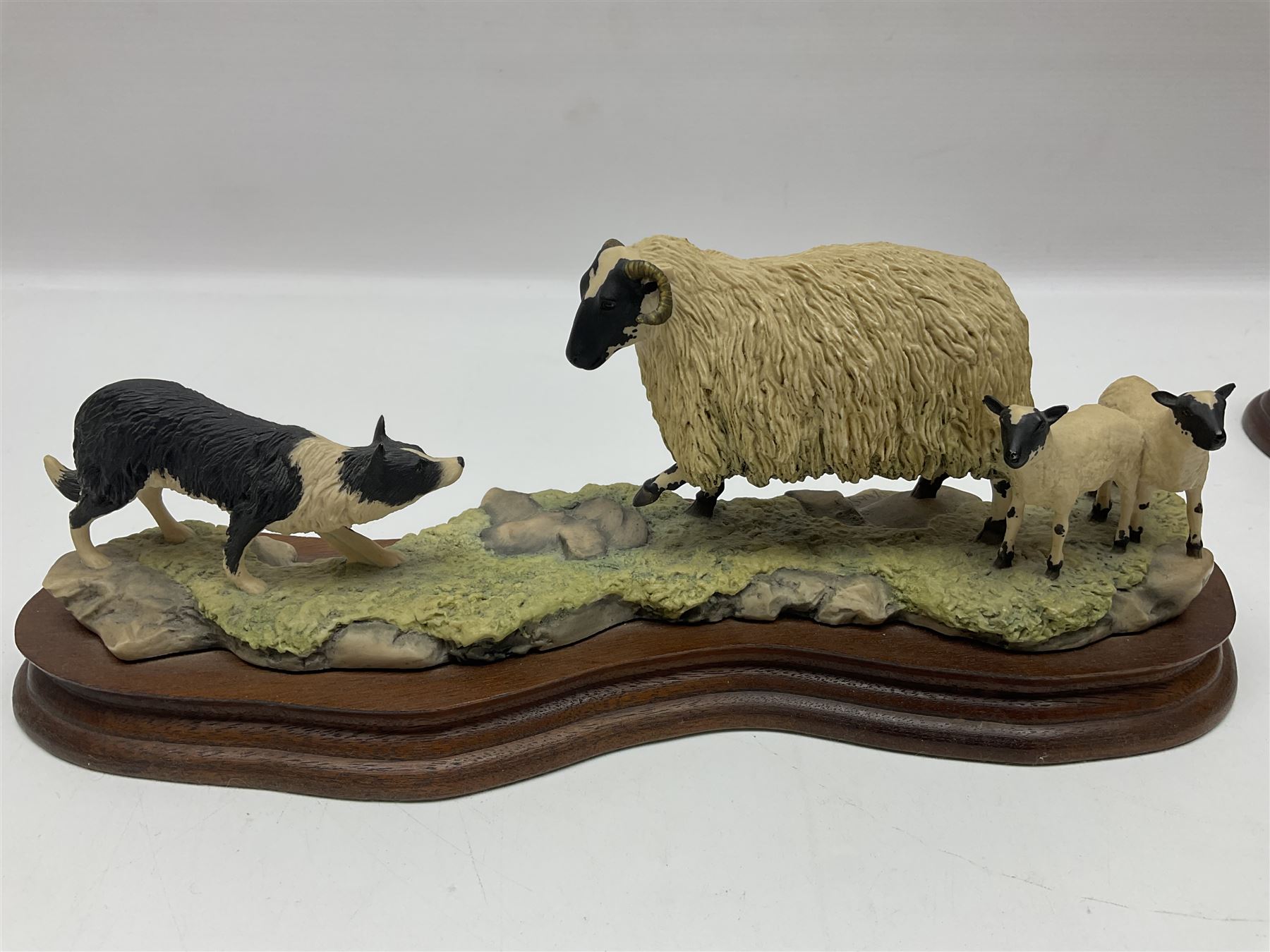 Two Border Fine Arts figure groups, comprising Black faced Ewe & Border Collie no B104 by Ray Ayres and To The Tup Sale, no JH72 limited edition 383/1850, both on wooden base, one with certificate
