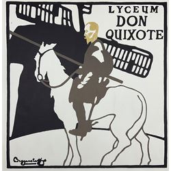 After the Beggarstaff Brothers - James Pride (British 1869-1941) and William Nicholson (British 1872-1849): 'Lyceum Don Quixote', colour lithograph numbered 573 in pencil 50cm x 49cm; After Jules Chéret (French 1836-1932): 'Theatrophone', colour lithograph numbered 573 in pencil 66cm x 46cm (unframed) (2)