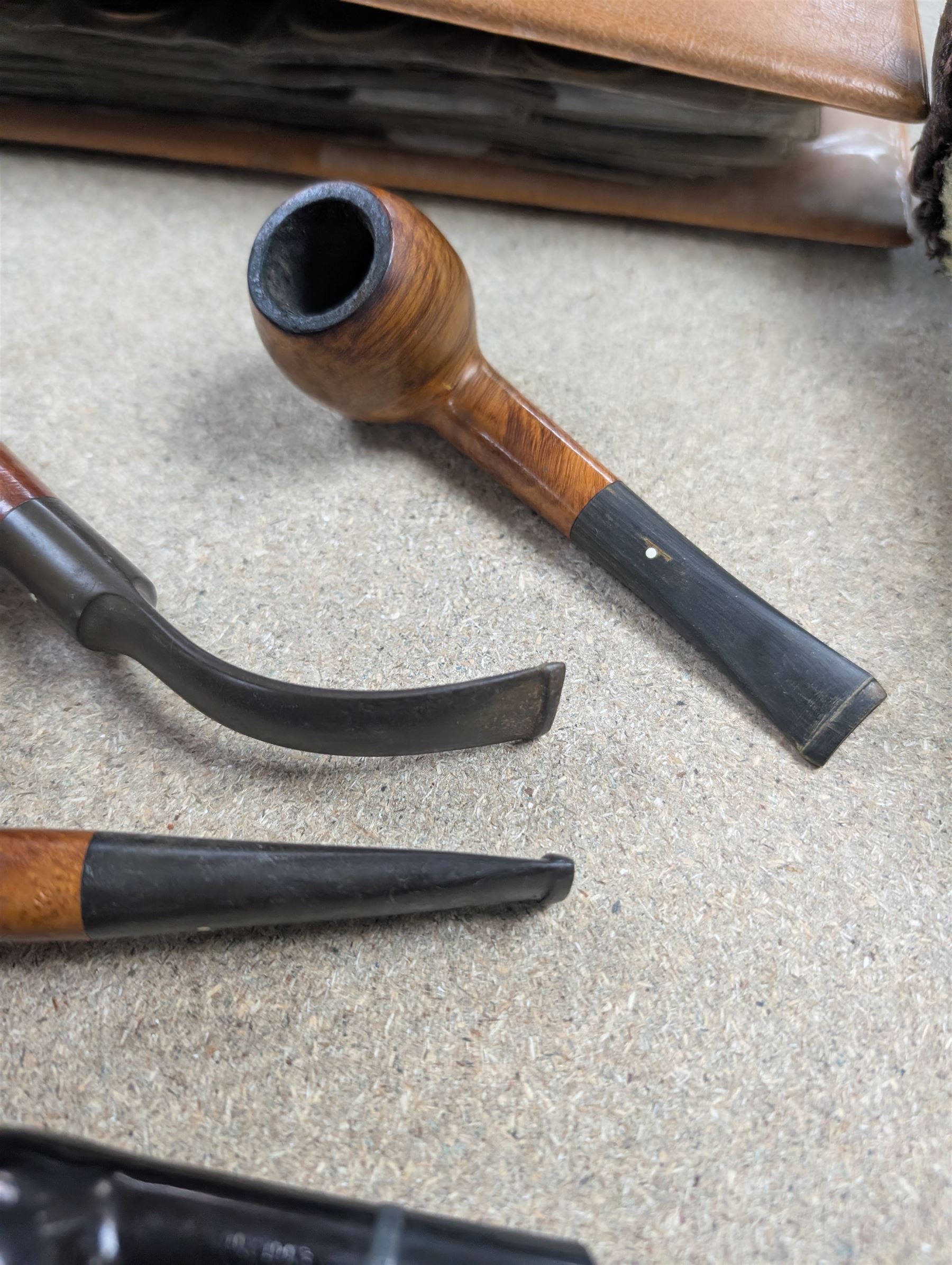 Karl Hart Schwetzingen cigar mould, together with a collection of pipes, including makers Carey, Stanwell, Dunhill etc