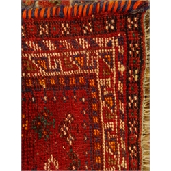  Persian red ground rug, two medallions, 143cm x 110cm  