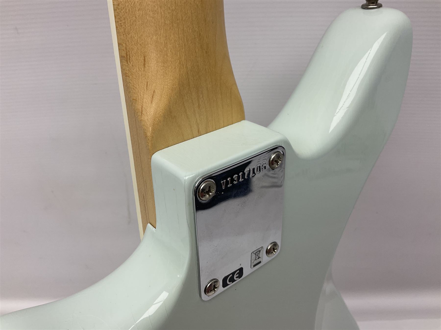 Fender Jaguar electric guitar, American Custom Shop vintage re-issue, probably in seafoam green, with tremolo arm, serial no.V1317106, L101cm; in American G&G Fender fitted hard case with paperwork