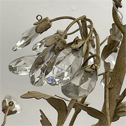 Laura Ashley - eight branch metal chandelier, decorated with trailing leafy branches and glass pendants, in ochre paint finish - ex-display/bankruptcy stock 