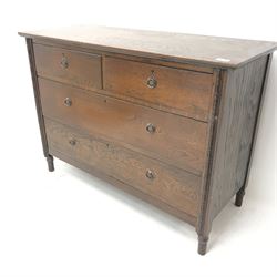 Early 20th century oak chest, two short and two long drawers, W107cm, H76cm, D45cm