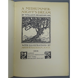  'A Midsummer-Night's Dream' by William Shakespeare, tipped in illustrations with captioned tissue guards, by Arthur Rackham, pub. London & New York 1908, cloth gilt, 1vol  