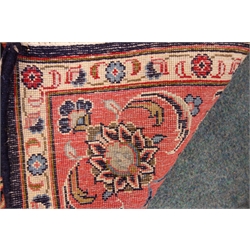  Kashan blue ground rug, floral field, repeating border, 210cm x 140cm  