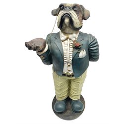 Bull Dog butler dumb waiter statue, H80cm