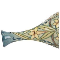 Moorcroft vase in Carousel Jasmine pattern, of baluster form with elongated neck, with printed mark beneath, in original box, H23cm
