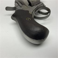 The major parts only of a British Bull-Dog .500 Boxer five-shot revolver comprising stripped down framework, cylinder, trigger with guard, functioning hammer and two-piece chequered grip; retailed by G. Goth Buenos Ayres; Belgian proof marks; L19.5cm overall; in fitted mahogany case 