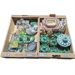 Set of six cabbage leaf  shaped covered dishes, set of four 'Elizabethan' coffee cups and ...