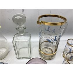 Caithness glass vase, together with lemonade jug with five matching glasses, another jug with three matching glasses etc