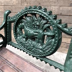 Cast iron and wood slatted garden seat