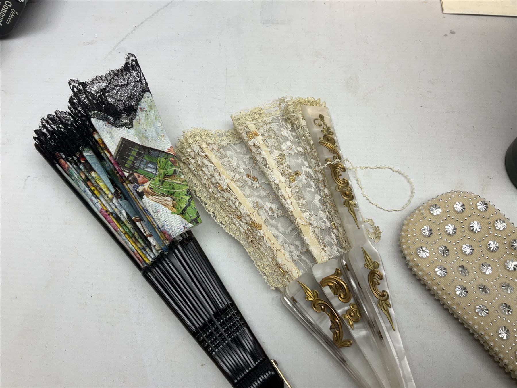 Three pairs of binoculars to include Enbeeco Concord and Bresser, Palestine police patch, framed pictures etc