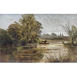 Henry Hadfield Cubley (British 1858-1934): 'A Sunny Afternoon', oil on canvas signed and dated 1884, titled and inscribed verso 29cm x 44cm