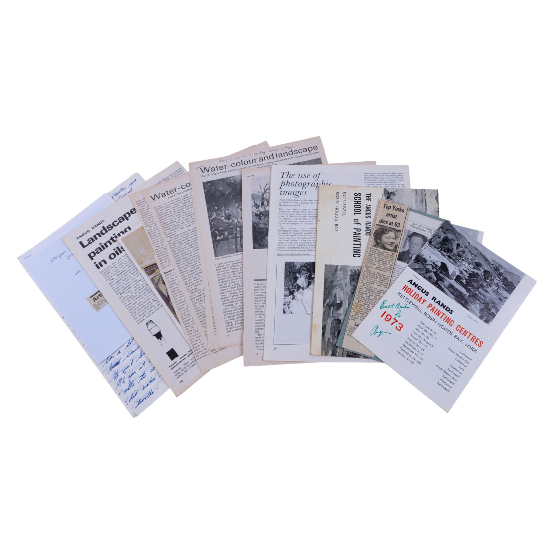 Angus Bernard Rands (British 1922-1985): Winter Scenes, set of four watercolours signed with initials, one dated 1972, max 15cm x 21cm; together with a collection of memorabilia, including a letter and various Christmas cards (unframed)