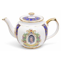 Ringtons items including novelty teapot Millenium Welsh Dresser, another Tea Time, tea caddy, Willow Story vase, Landmarks vase, five Millenium beakers etc