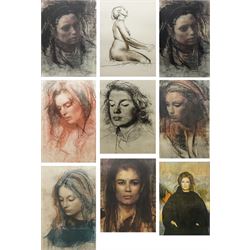 Pietro Annigoni OMRI (Italian 1910-1988): 'Rosella' 'Barrie' and Other Female Studies, nine colour prints two signed in pen max 60cm x 40cm (9)